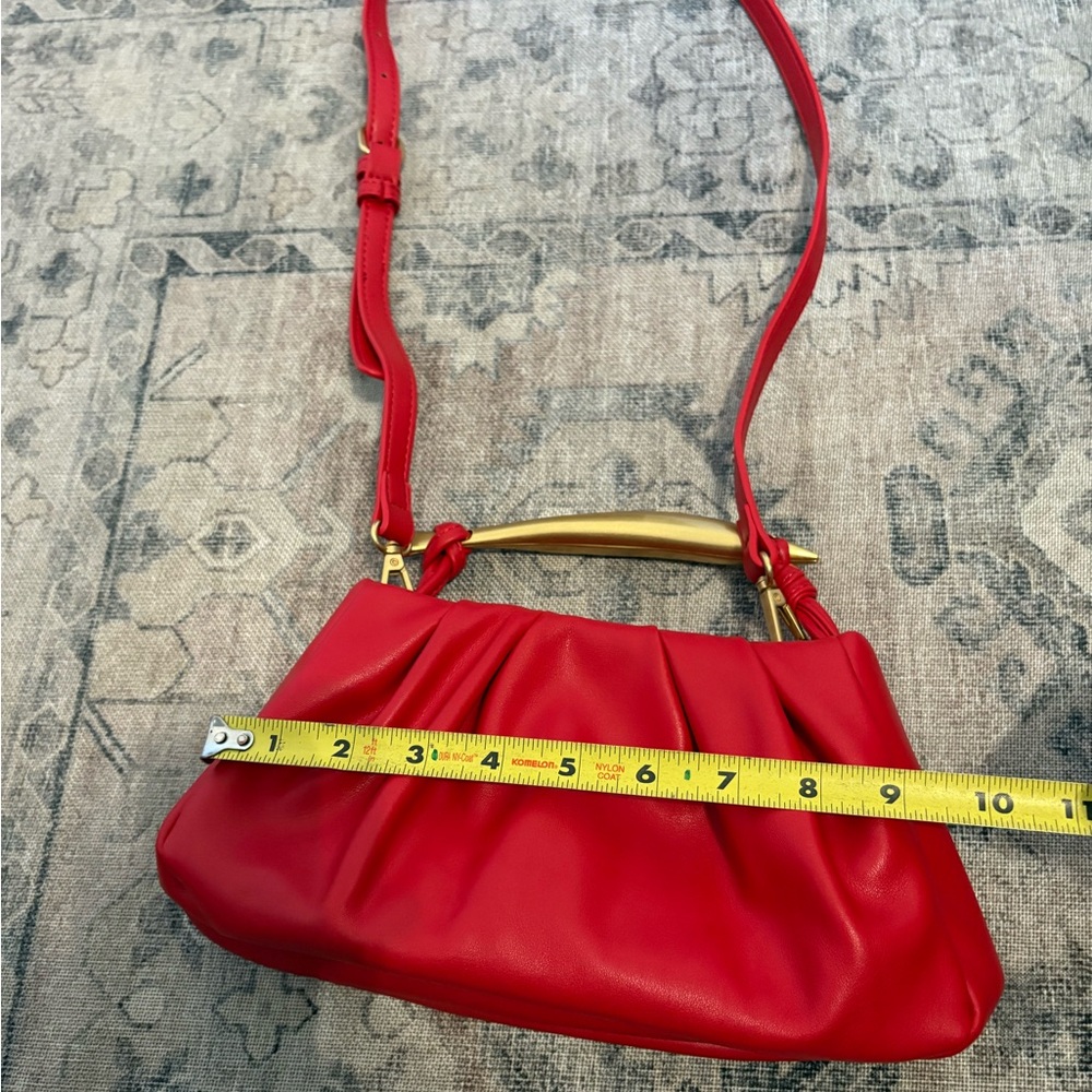 Anthropologie Red Satchel with Gold Handle - Picture 3 of 4